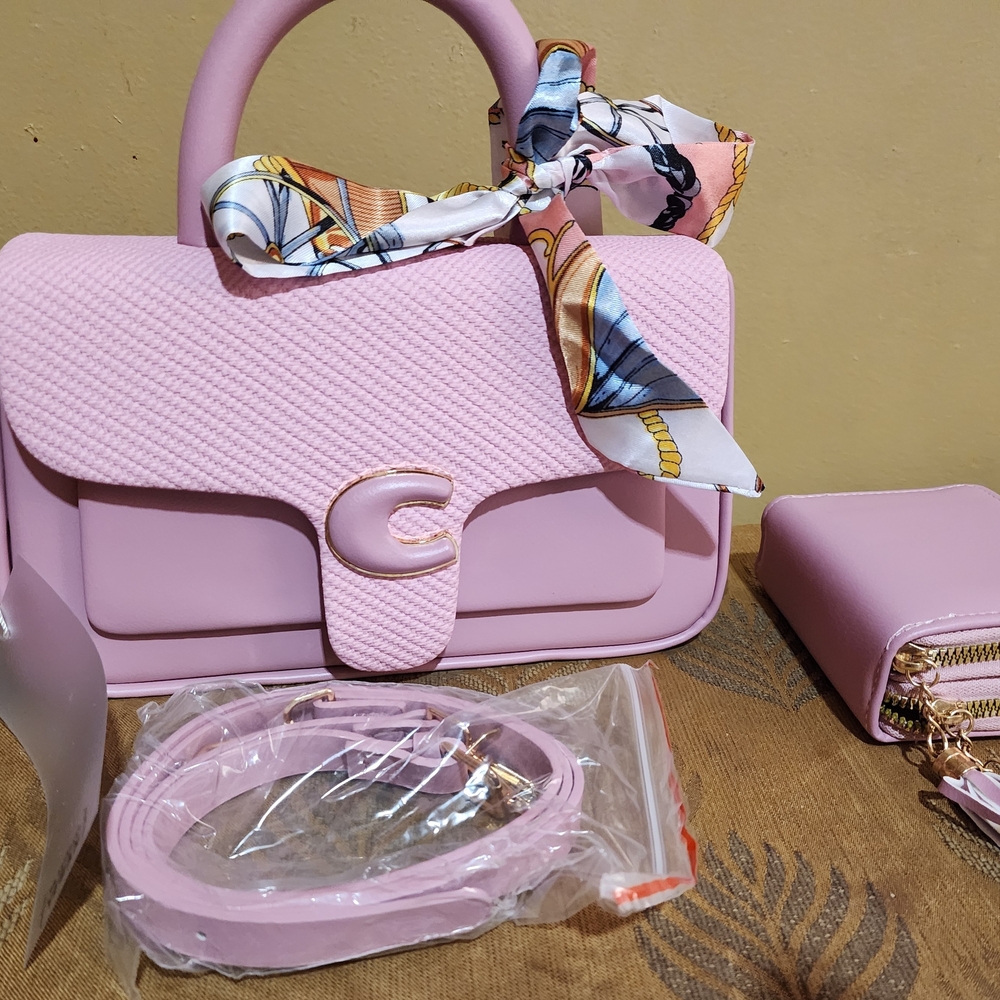 Nwt Pink Handbag/crossbody strap  with Scarf Accent